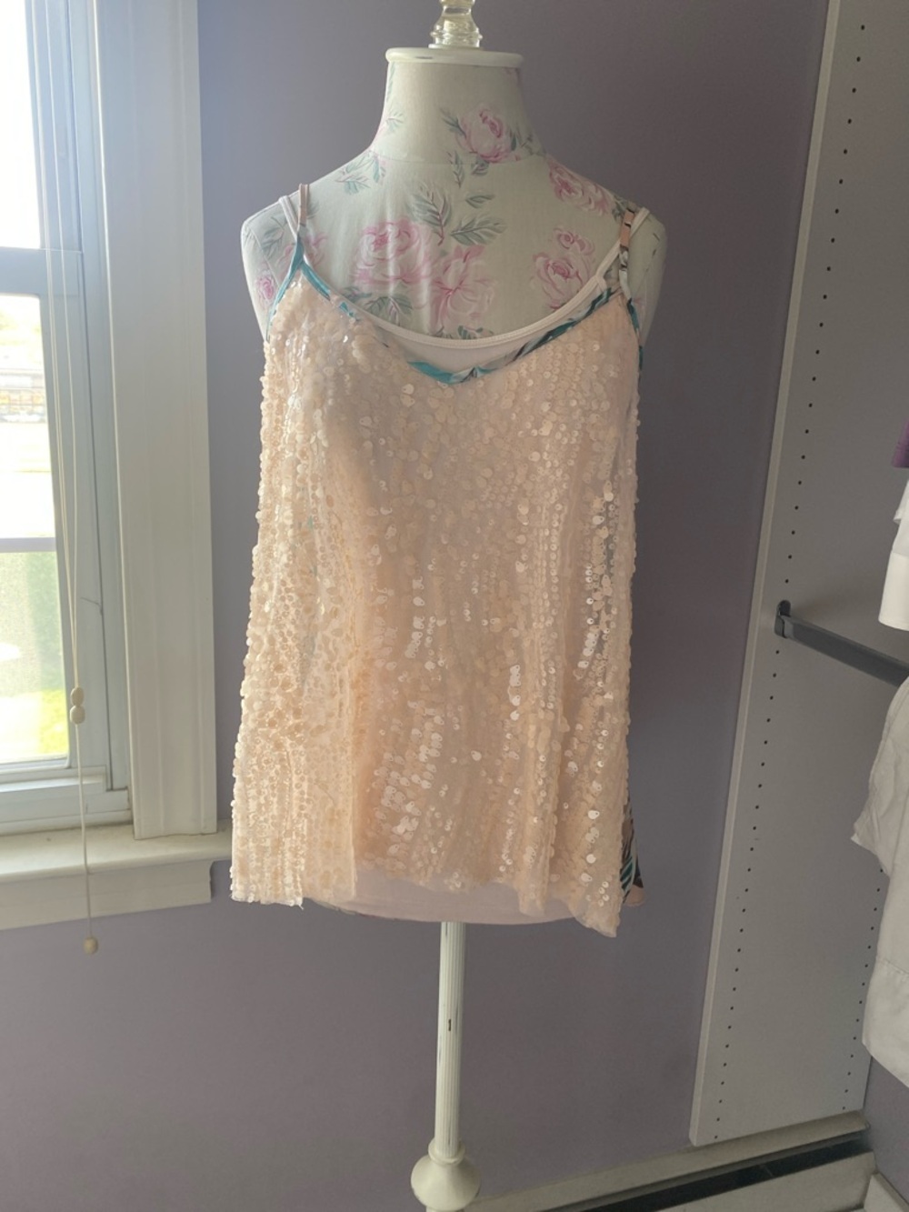 Love Squared Peach Sequin Tank Top